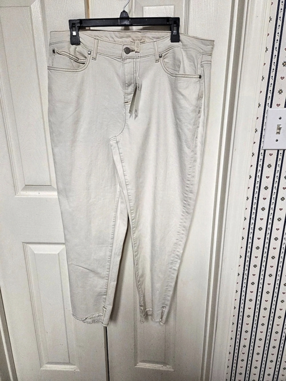Nwt Eileen Fisher Organic Cotton Stretch Denim Straight Leg Jeans in White